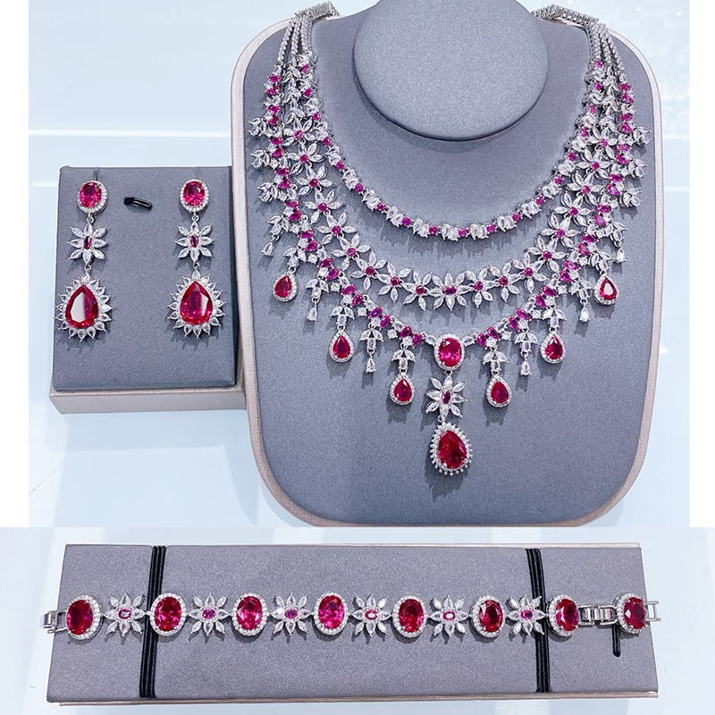 3-Layer CZ Teardrop Set Jewelry D1150