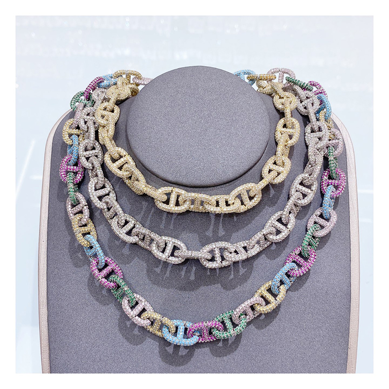 Bold Chain CZ Necklace and Earrings Set D1143
