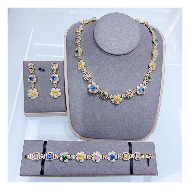 CZ Flower Connection Set Jewelry 