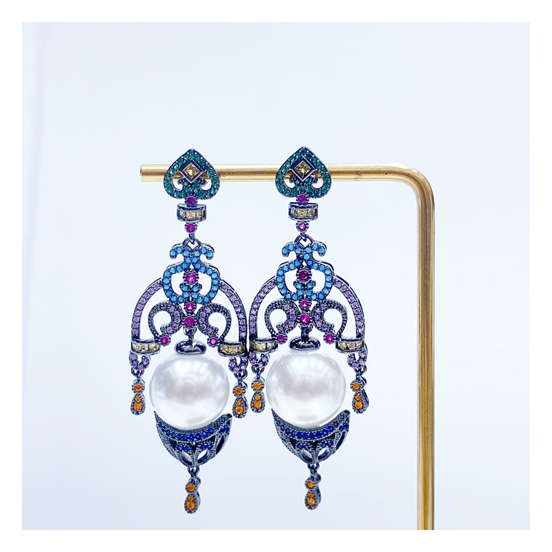 CZ Small Heart Pearl Drop Earrings 8134