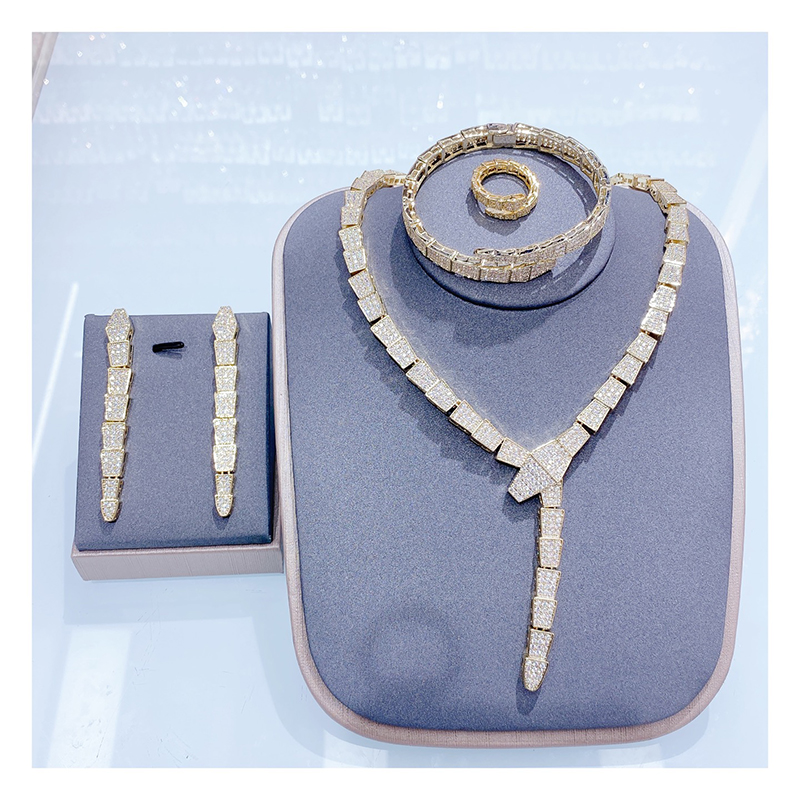 Full CZ Stones Snake Jewelry Set