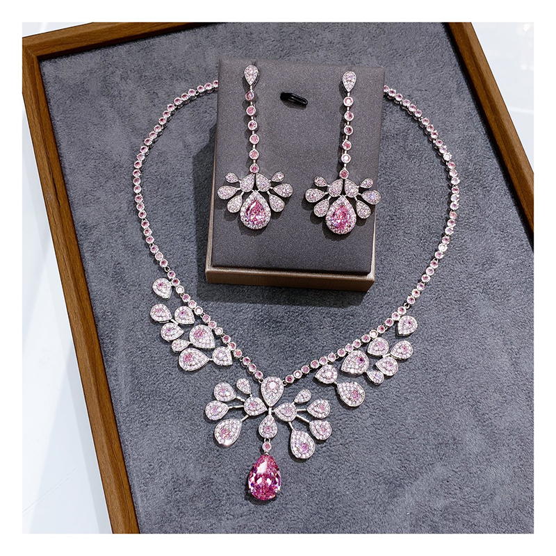 CZ water drop necklace and earrings set D1146