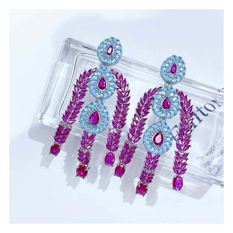 CZ wheat flower earrings 9304