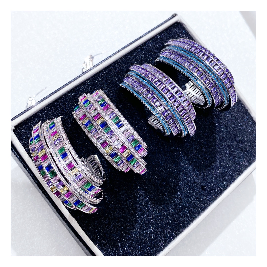 5996-296 Colored multi-layer CZ earring