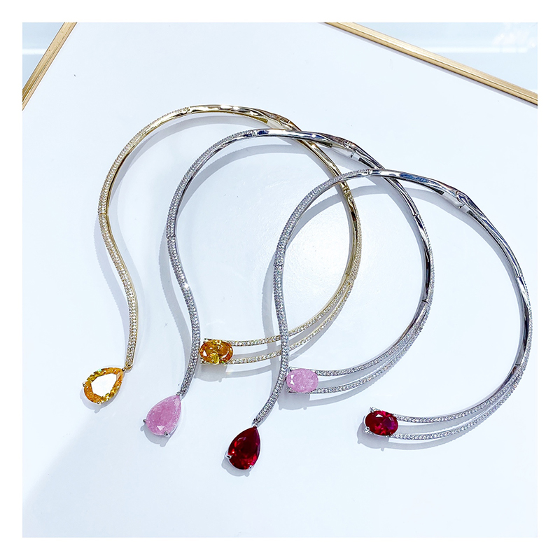 Drop Stones Collar with Earrings D1154