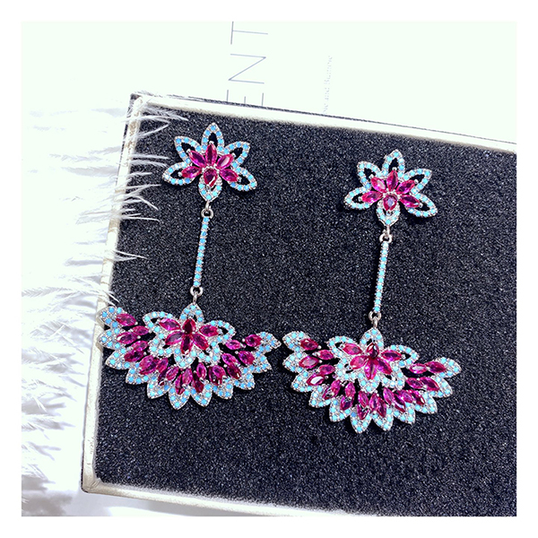 Flower Fans CZ Earrings 9295-198-230