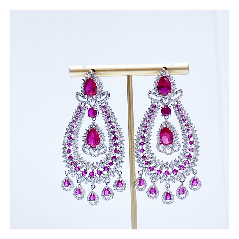  Flower Shape CZ Water Drop Earrings 7059