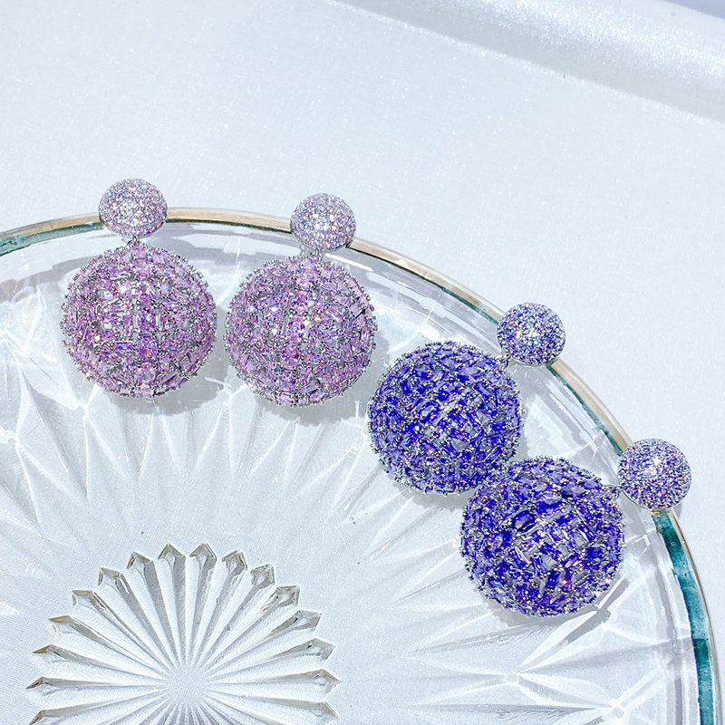 Full Cubic Zirconia Ball Earrings 8003