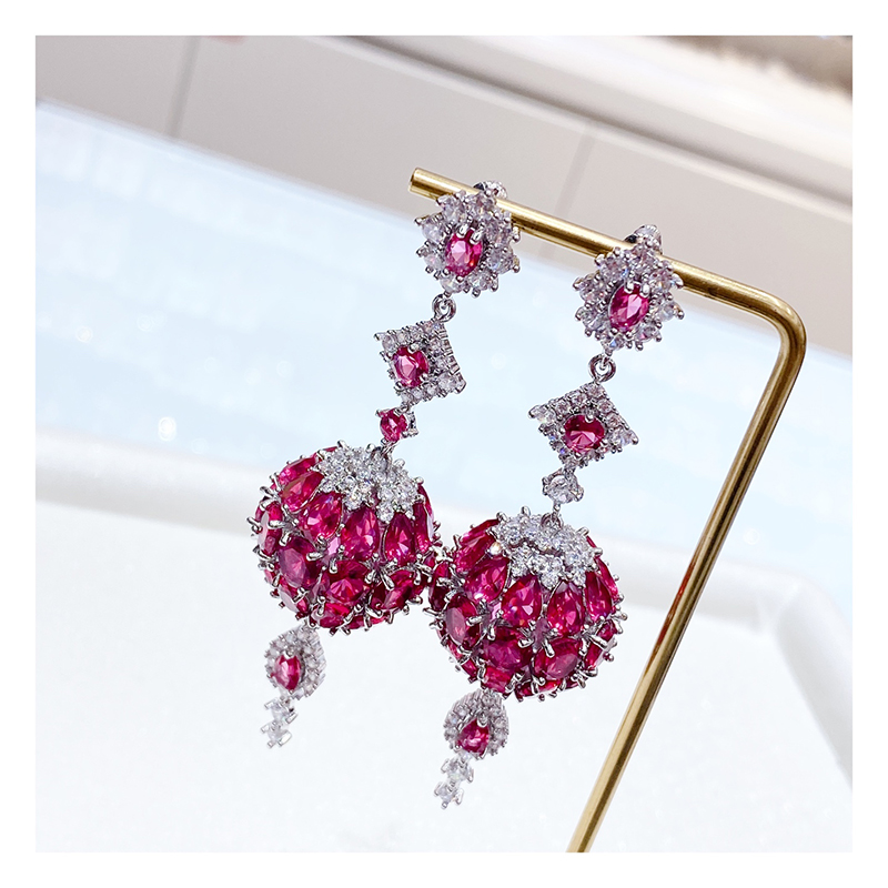Fashion Multi CZ Stones Ball Earrings 5838