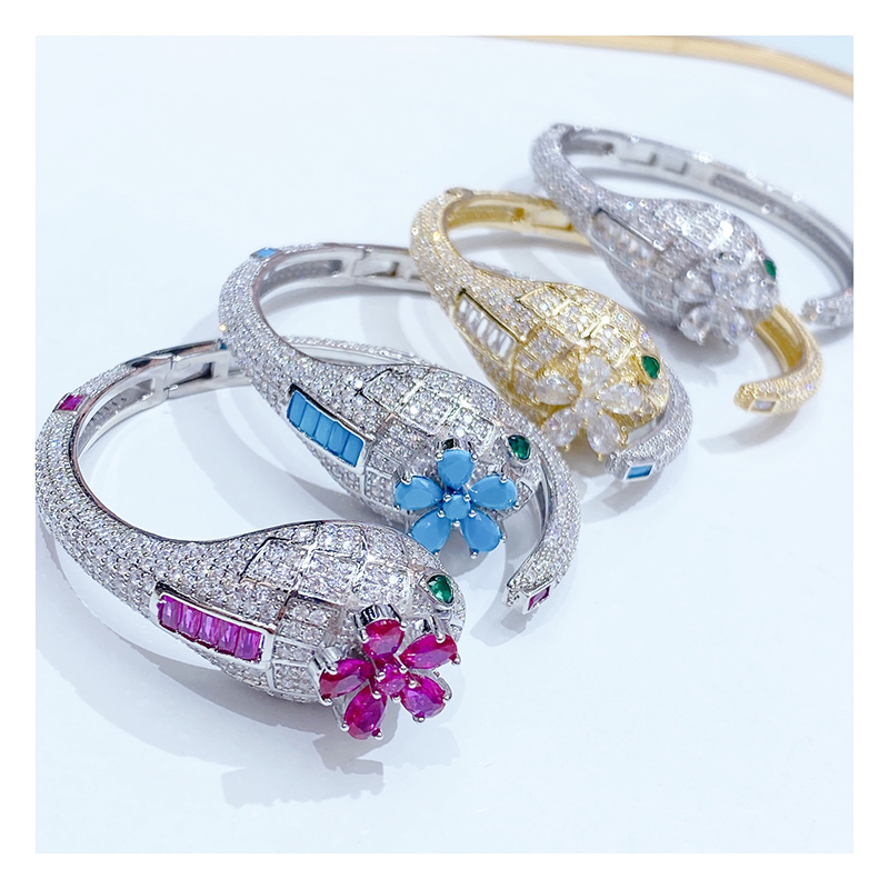Snake Shaped Cubic Zirconia Bangle S1077 