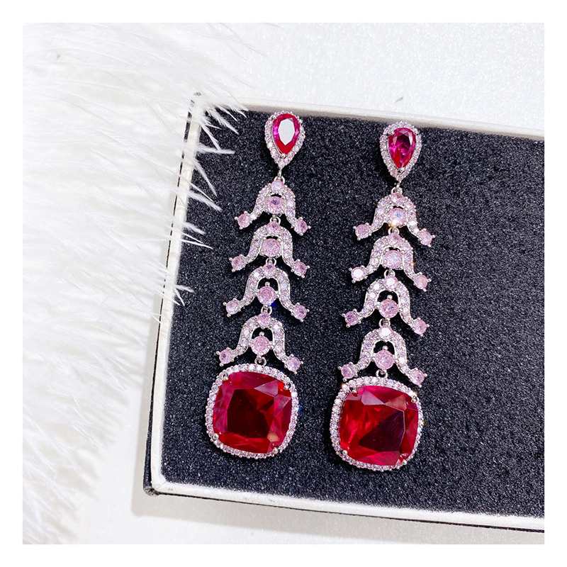  Colorful Sugar Cube CZ Earrings 9313