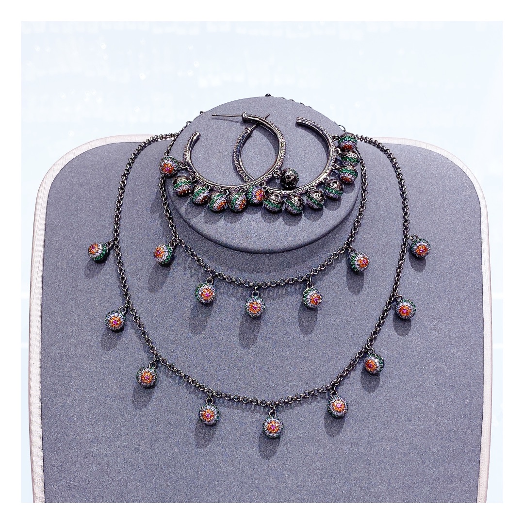 d1074-s1050 -9012 full-inlaid CZ stones jewelry set